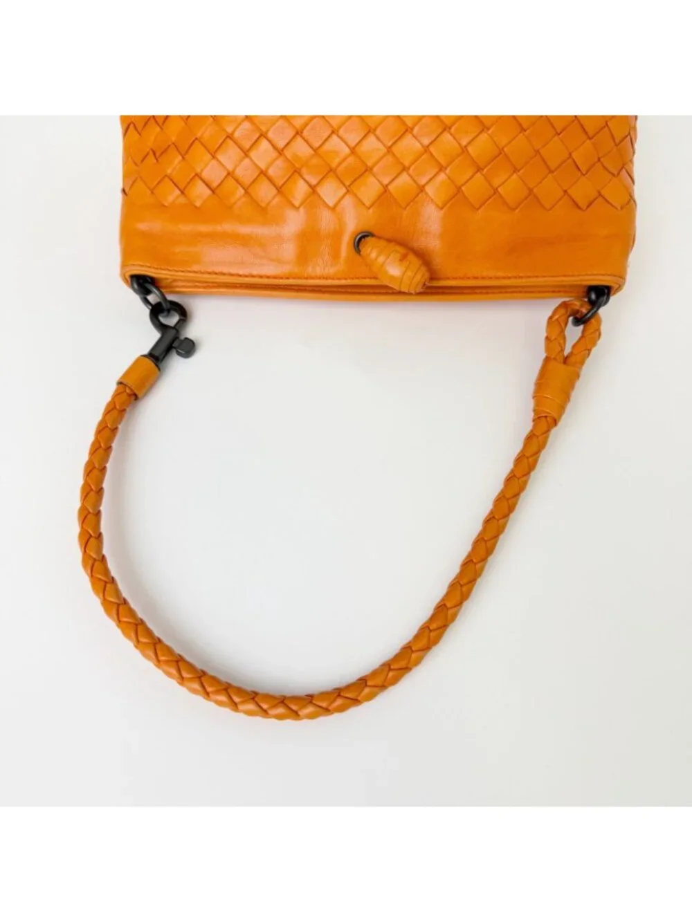 Bottega Veneta Intrecciato Shoulder Bag Leather Orange Vintage